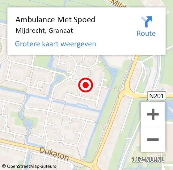 Locatie op kaart van de 112 melding: Ambulance Met Spoed Naar Mijdrecht, Granaat op 28 februari 2017 00:03