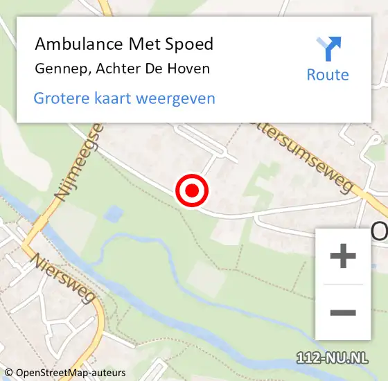 Locatie op kaart van de 112 melding: Ambulance Met Spoed Naar Gennep, Achter De Hoven op 28 februari 2017 01:39