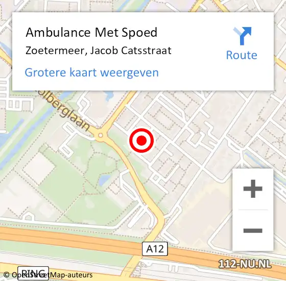 Locatie op kaart van de 112 melding: Ambulance Met Spoed Naar Zoetermeer, Jacob Catsstraat op 28 februari 2017 02:39