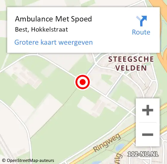 Locatie op kaart van de 112 melding: Ambulance Met Spoed Naar Best, Hokkelstraat op 28 februari 2017 03:25