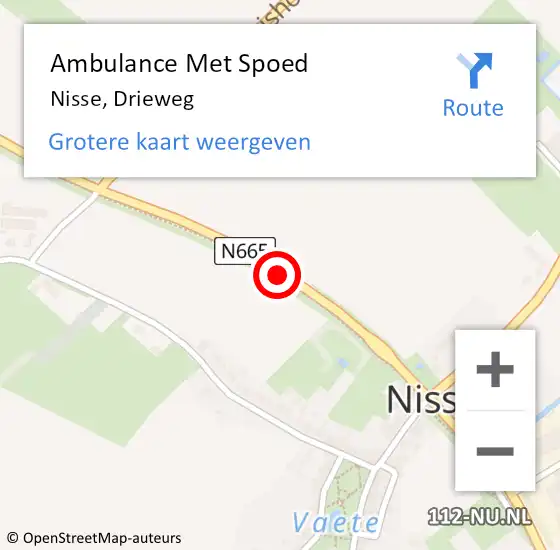 Locatie op kaart van de 112 melding: Ambulance Met Spoed Naar Nisse, Drieweg op 28 februari 2017 06:51