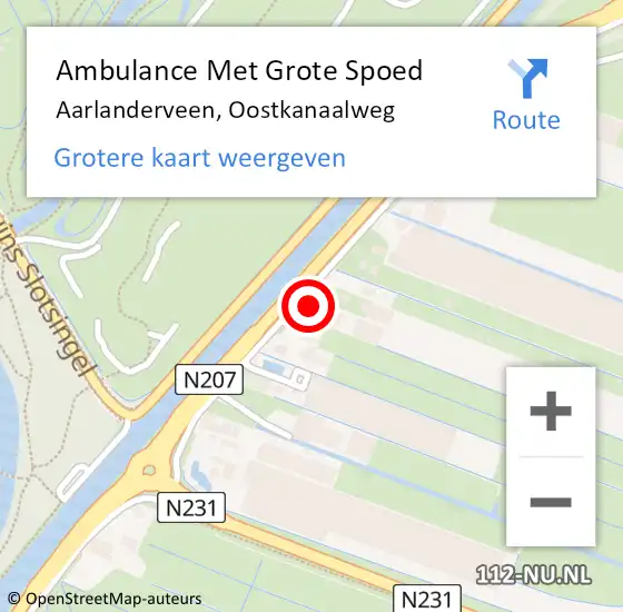 Locatie op kaart van de 112 melding: Ambulance Met Grote Spoed Naar Aarlanderveen, Oostkanaalweg op 28 februari 2017 07:02