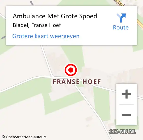 Locatie op kaart van de 112 melding: Ambulance Met Grote Spoed Naar Bladel, Franse Hoef op 28 februari 2017 07:03