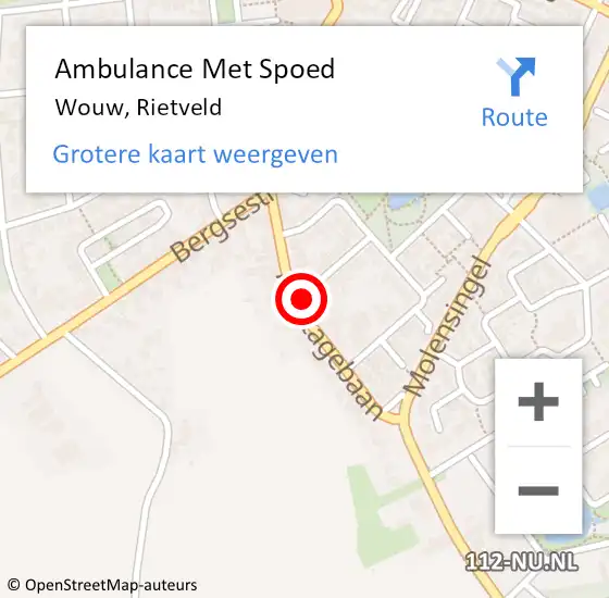 Locatie op kaart van de 112 melding: Ambulance Met Spoed Naar Wouw, Rietveld op 28 februari 2017 08:03