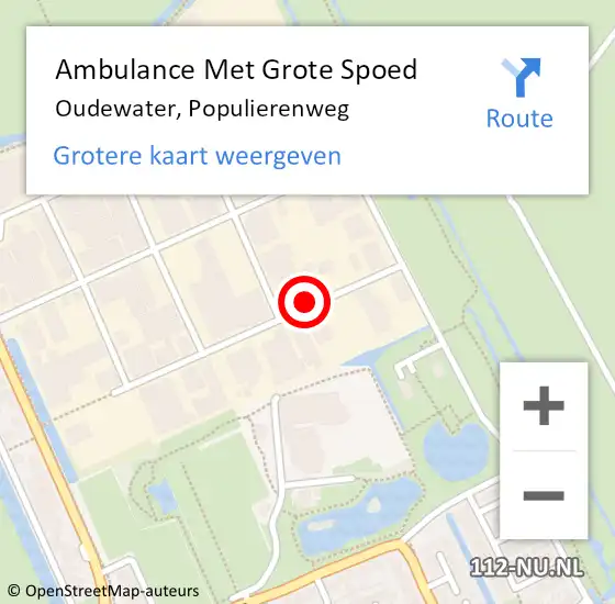 Locatie op kaart van de 112 melding: Ambulance Met Grote Spoed Naar Oudewater, Populierenweg op 28 februari 2017 09:19