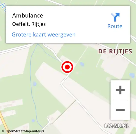 Locatie op kaart van de 112 melding: Ambulance Oeffelt, Rijtjes op 28 februari 2017 10:00