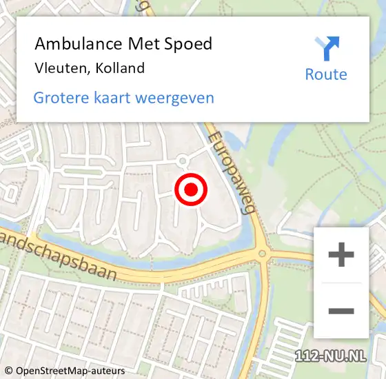 Locatie op kaart van de 112 melding: Ambulance Met Spoed Naar Vleuten, Kolland op 28 februari 2017 10:27