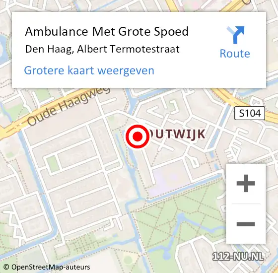 Locatie op kaart van de 112 melding: Ambulance Met Grote Spoed Naar Den Haag, Albert Termotestraat op 28 februari 2017 11:20