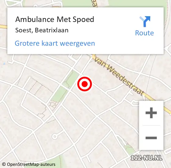 Locatie op kaart van de 112 melding: Ambulance Met Spoed Naar Soest, Beatrixlaan op 28 februari 2017 11:39