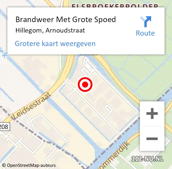 Locatie op kaart van de 112 melding: Brandweer Met Grote Spoed Naar Hillegom, Arnoudstraat op 28 februari 2017 12:00