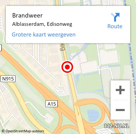 Locatie op kaart van de 112 melding: Brandweer Alblasserdam, Edisonweg op 28 februari 2017 12:56