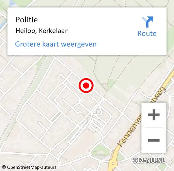 Locatie op kaart van de 112 melding: Politie Heiloo, Kerkelaan op 28 februari 2017 14:04