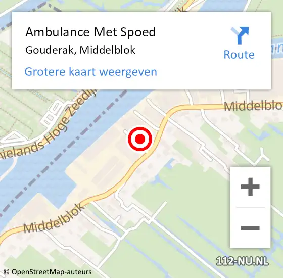 Locatie op kaart van de 112 melding: Ambulance Met Spoed Naar Gouderak, Middelblok op 28 februari 2017 14:15