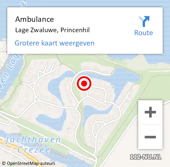 Locatie op kaart van de 112 melding: Ambulance Lage Zwaluwe, Princenhil op 28 februari 2017 14:21