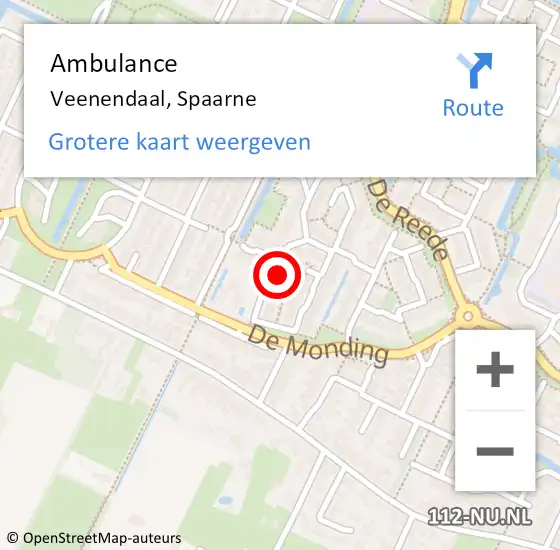 Locatie op kaart van de 112 melding: Ambulance Veenendaal, Spaarne op 28 februari 2017 14:35