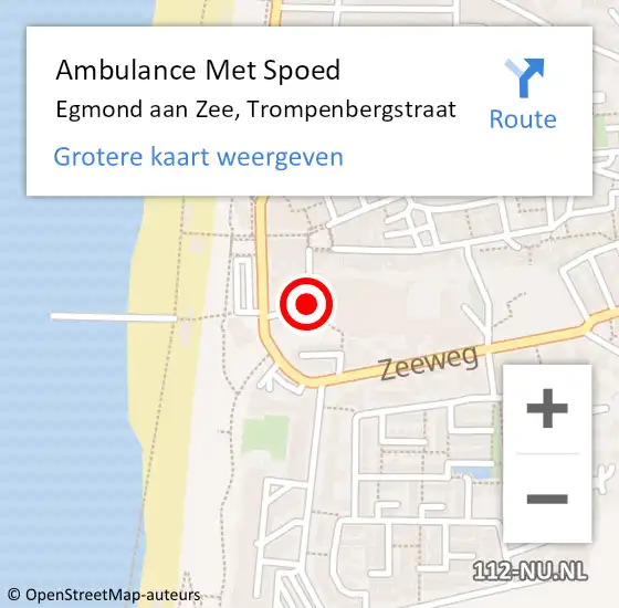 Locatie op kaart van de 112 melding: Ambulance Met Spoed Naar Egmond aan Zee, Trompenbergstraat op 12 januari 2014 16:26