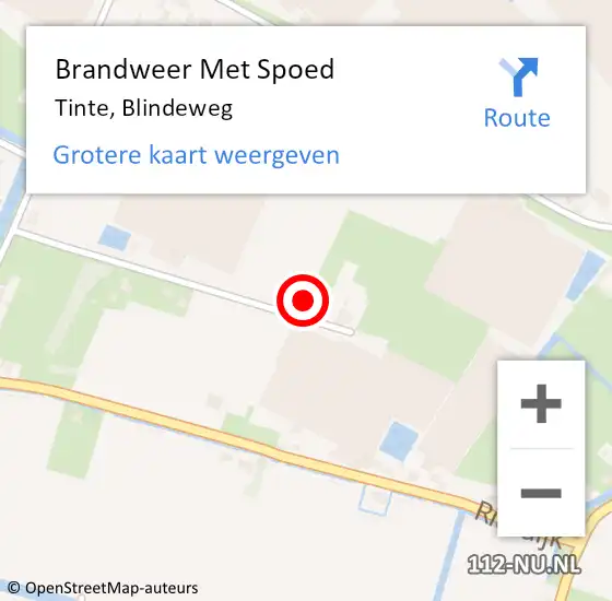 Locatie op kaart van de 112 melding: Brandweer Met Spoed Naar Tinte, Blindeweg op 28 februari 2017 16:11