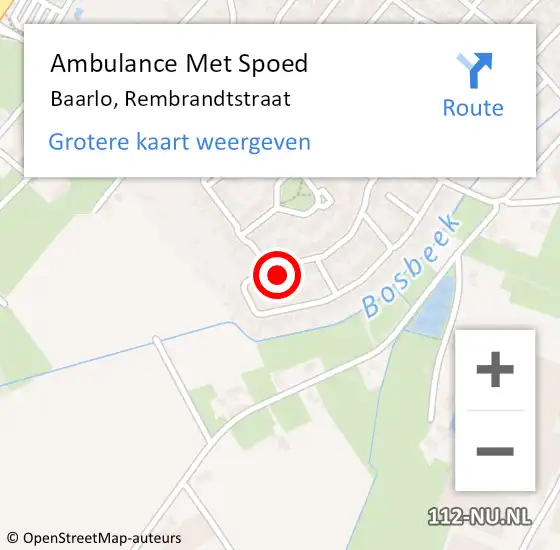 Locatie op kaart van de 112 melding: Ambulance Met Spoed Naar Baarlo, Rembrandtstraat op 12 januari 2014 16:38