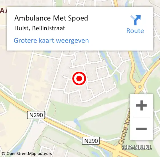 Locatie op kaart van de 112 melding: Ambulance Met Spoed Naar Hulst, Bellinistraat op 28 februari 2017 16:58