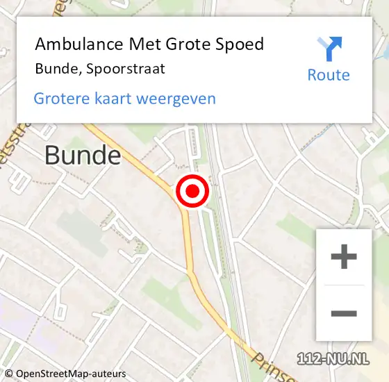 Locatie op kaart van de 112 melding: Ambulance Met Grote Spoed Naar Bunde, Spoorstraat op 12 januari 2014 16:41