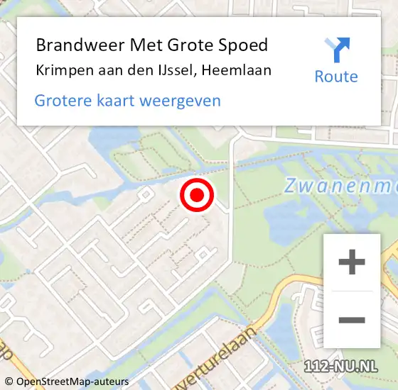 Locatie op kaart van de 112 melding: Brandweer Met Grote Spoed Naar Krimpen aan den IJssel, Heemlaan op 28 februari 2017 17:10