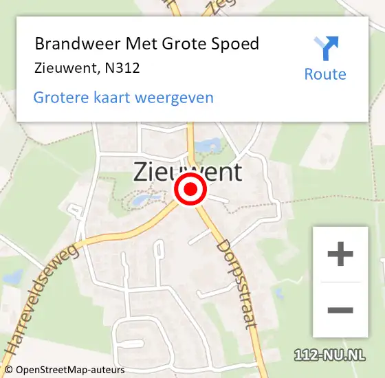 Locatie op kaart van de 112 melding: Brandweer Met Grote Spoed Naar Zieuwent, N312 op 28 februari 2017 17:45