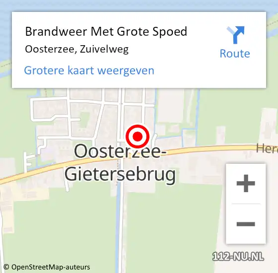 Locatie op kaart van de 112 melding: Brandweer Met Grote Spoed Naar Oosterzee, Zuivelweg op 28 februari 2017 17:58