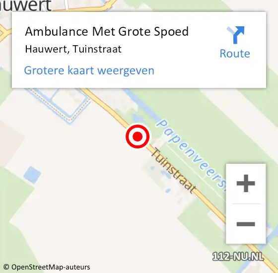 Locatie op kaart van de 112 melding: Ambulance Met Grote Spoed Naar Hauwert, Tuinstraat op 28 februari 2017 19:51