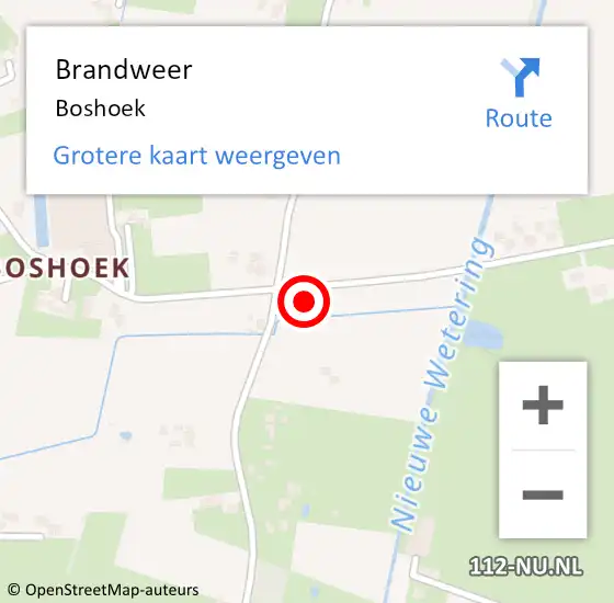 Locatie op kaart van de 112 melding: Brandweer Boshoek op 12 januari 2014 17:10