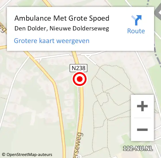 Locatie op kaart van de 112 melding: Ambulance Met Grote Spoed Naar Den Dolder, Nieuwe Dolderseweg op 28 februari 2017 21:34