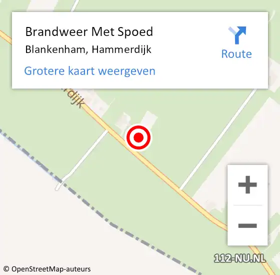 Locatie op kaart van de 112 melding: Brandweer Met Spoed Naar Blankenham, Hammerdijk op 28 februari 2017 21:38