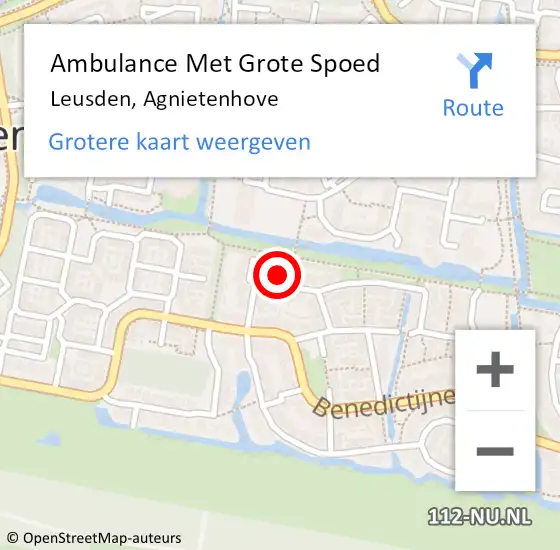 Locatie op kaart van de 112 melding: Ambulance Met Grote Spoed Naar Leusden, Agnietenhove op 28 februari 2017 21:54