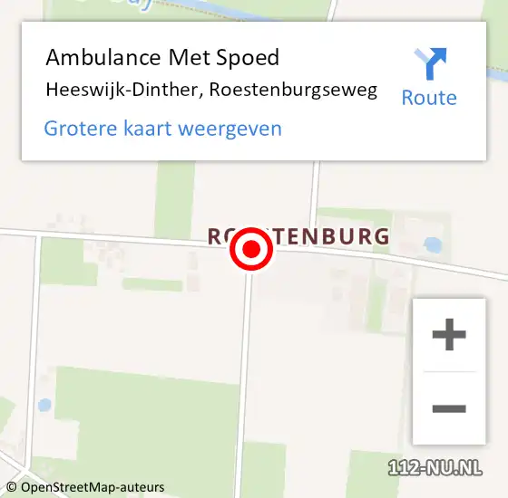 Locatie op kaart van de 112 melding: Ambulance Met Spoed Naar Heeswijk-Dinther, Roestenburgseweg op 28 februari 2017 22:11