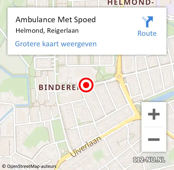 Locatie op kaart van de 112 melding: Ambulance Met Spoed Naar Helmond, Reigerlaan op 28 februari 2017 22:12