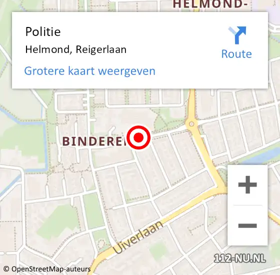 Locatie op kaart van de 112 melding: Politie Helmond, Reigerlaan op 28 februari 2017 22:17