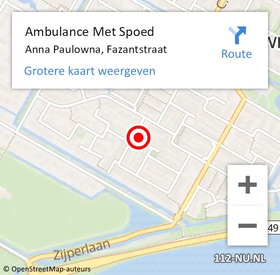 Locatie op kaart van de 112 melding: Ambulance Met Spoed Naar Anna Paulowna, Fazantstraat op 28 februari 2017 22:49