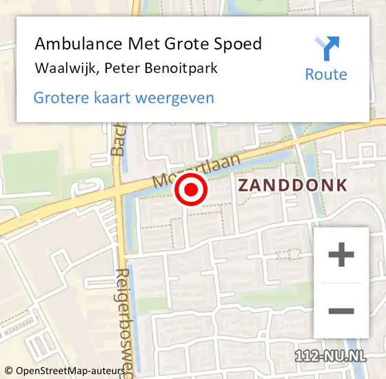 Locatie op kaart van de 112 melding: Ambulance Met Grote Spoed Naar Waalwijk, Peter Benoitpark op 1 maart 2017 00:06