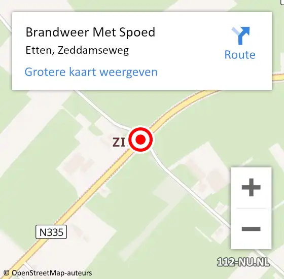 Locatie op kaart van de 112 melding: Brandweer Met Spoed Naar Etten, Zeddamseweg op 12 januari 2014 17:26