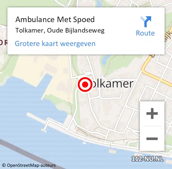 Locatie op kaart van de 112 melding: Ambulance Met Spoed Naar Tolkamer, Oude Bijlandseweg op 1 maart 2017 01:09