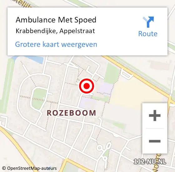 Locatie op kaart van de 112 melding: Ambulance Met Spoed Naar Krabbendijke, Appelstraat op 1 maart 2017 02:07