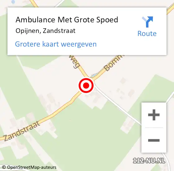 Locatie op kaart van de 112 melding: Ambulance Met Grote Spoed Naar Opijnen, Zandstraat op 1 maart 2017 05:47