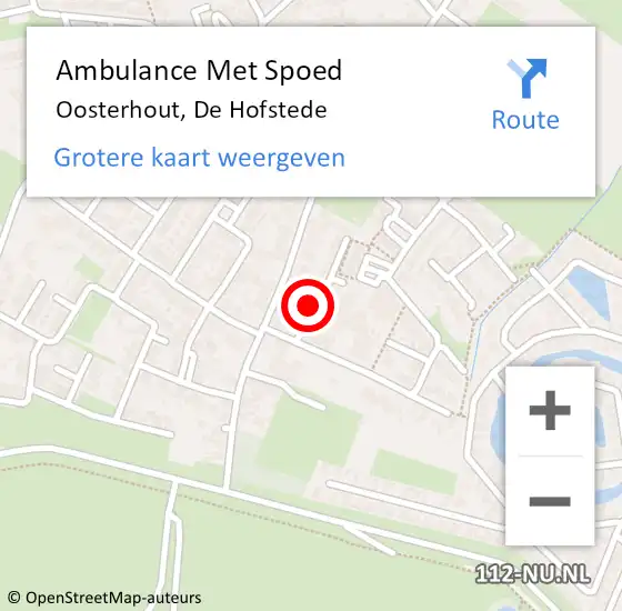 Locatie op kaart van de 112 melding: Ambulance Met Spoed Naar Oosterhout, De Hofstede op 1 maart 2017 06:11