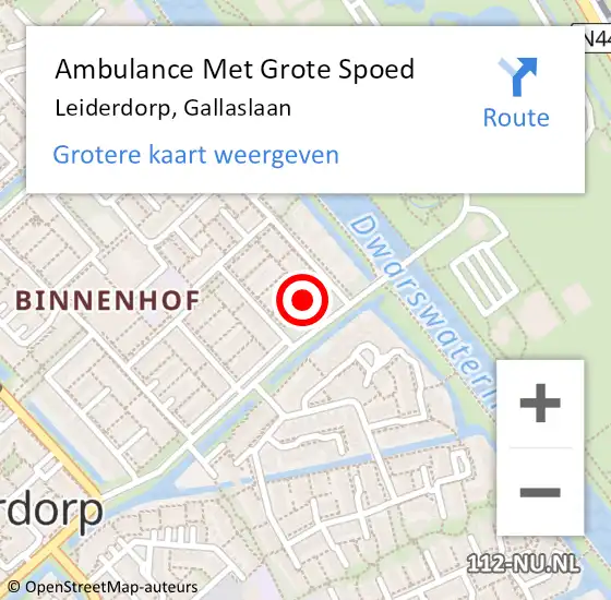 Locatie op kaart van de 112 melding: Ambulance Met Grote Spoed Naar Leiderdorp, Gallaslaan op 1 maart 2017 08:10