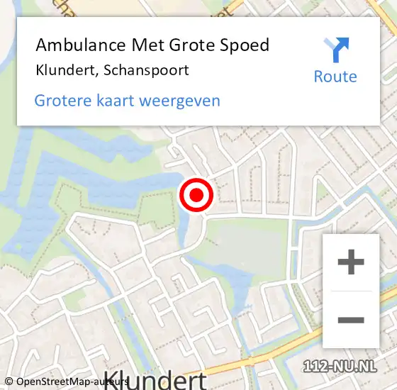 Locatie op kaart van de 112 melding: Ambulance Met Grote Spoed Naar Klundert, Schanspoort op 1 maart 2017 08:10