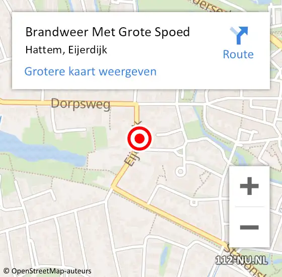 Locatie op kaart van de 112 melding: Brandweer Met Grote Spoed Naar Hattem, Eijerdijk op 1 maart 2017 08:48