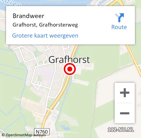 Locatie op kaart van de 112 melding: Brandweer Grafhorst, Grafhorsterweg op 1 maart 2017 09:19