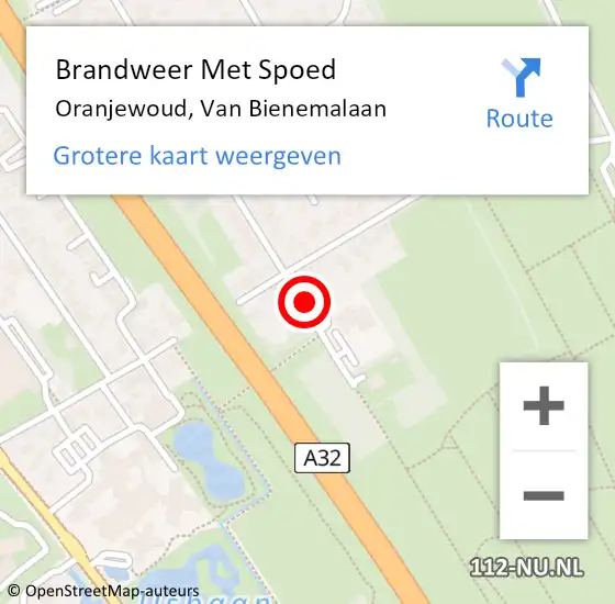 Locatie op kaart van de 112 melding: Brandweer Met Spoed Naar Oranjewoud, Van Bienemalaan op 1 maart 2017 09:36
