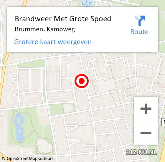 Locatie op kaart van de 112 melding: Brandweer Met Grote Spoed Naar Brummen, Kampweg op 1 maart 2017 09:48