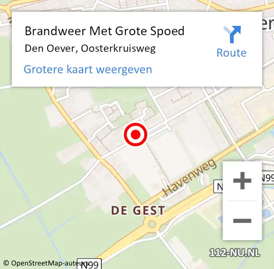 Locatie op kaart van de 112 melding: Brandweer Met Grote Spoed Naar Den Oever, Oosterkruisweg op 1 maart 2017 09:56