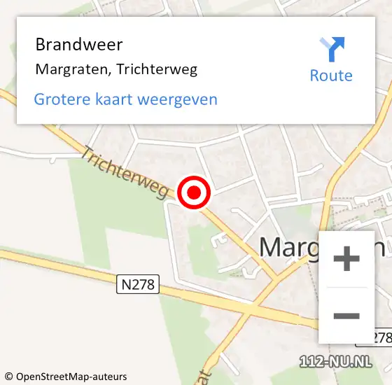 Locatie op kaart van de 112 melding: Brandweer Margraten, Trichterweg op 12 januari 2014 18:17